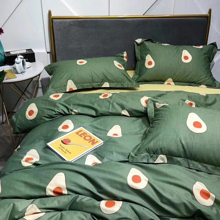 Fruit Print Wholesale Sabanas Bedding Set 100% Cotton Duvet Cover Bedsheet Set