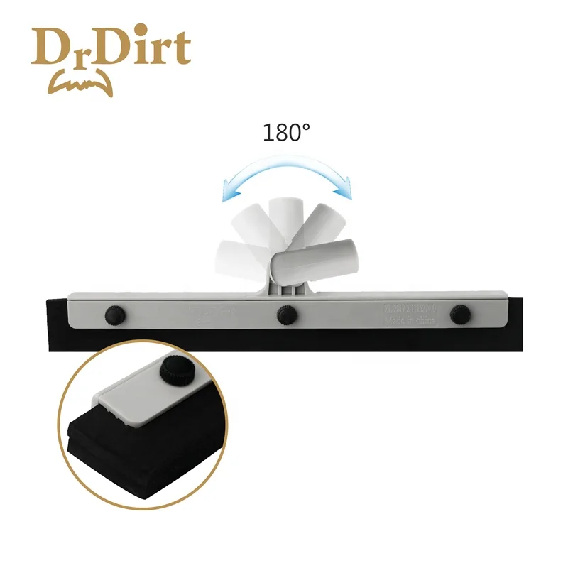 Top seller soft black double rubber water adjustable swivel floor squeegee wiper with extension pole for bathroom