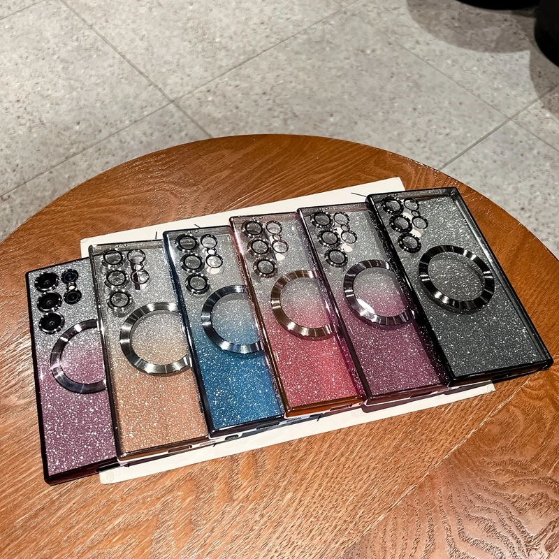 Soft TPU Plating Protective Phone Case with Magnetic Camera Protective Mobile Back Cover Case For Samsung Galaxy S25 Ultra