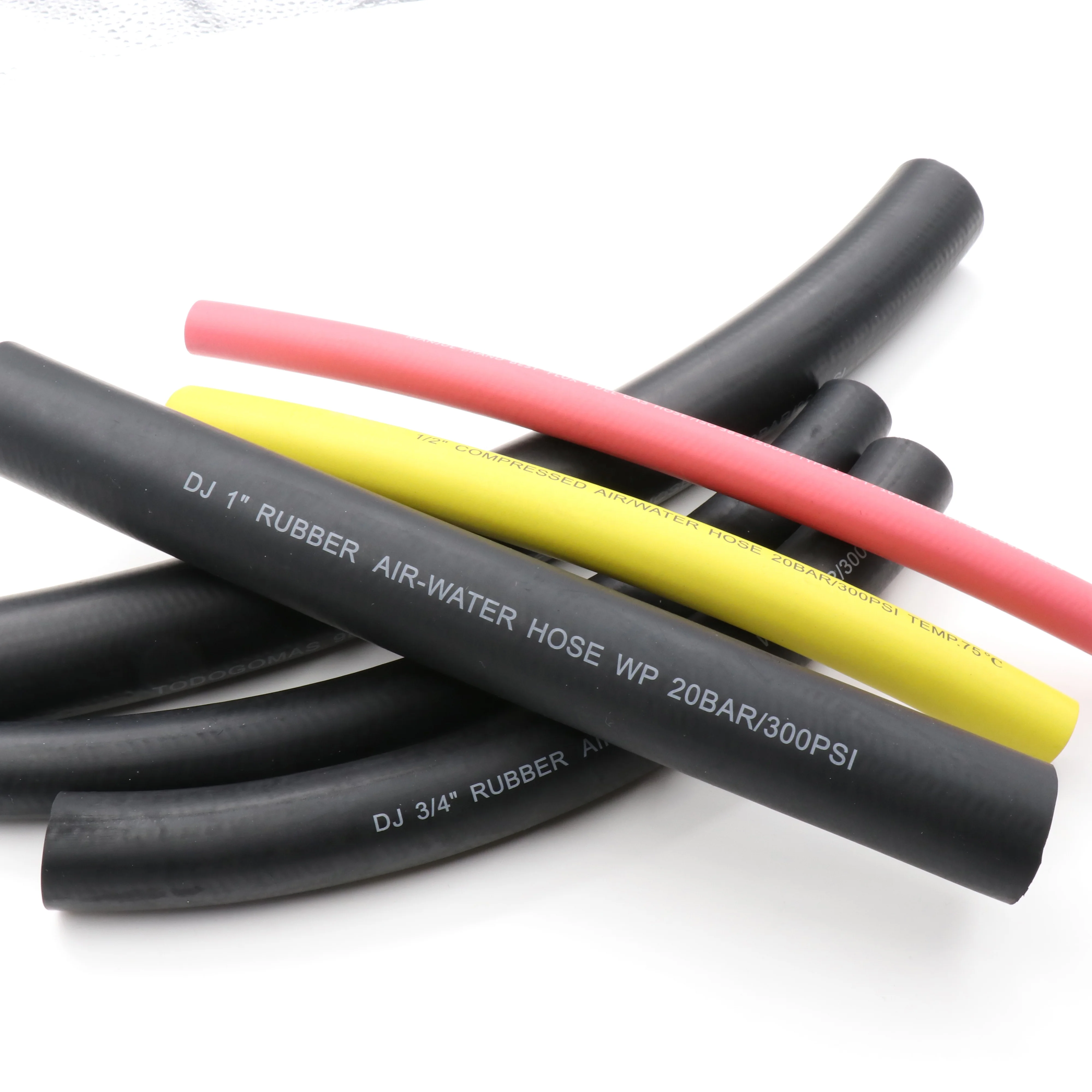 Textile Braid Air Compressor Hose 1/2 3/8 20 Bar Coil Black Rubber J1402 Dot Air Brake Hose With Air Hose Couplings