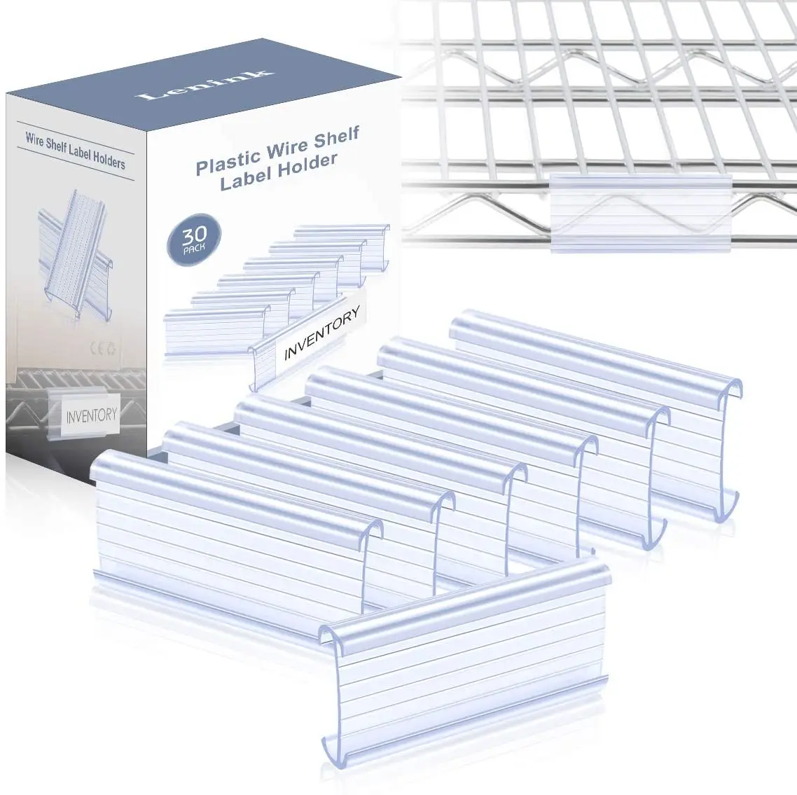 Wire Shelf Label Holders Plastic Wire Rack Label Holder Compatible with Metro 1-1/4in Shelves