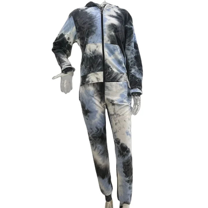 2021 New Style Design Fashion Apparel Stock Overrun Surplus Tie Dye Lady Set