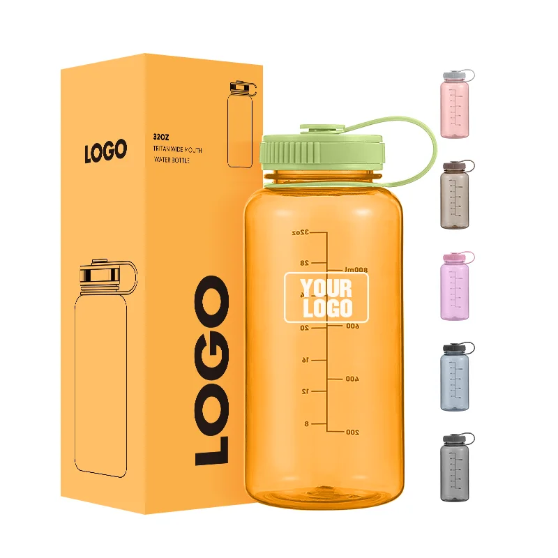 Top Seller Plastic Water Jug Bottle Custom LOGO 1000ml Motivational Tritan 1L Sports Tritan Water Bottle