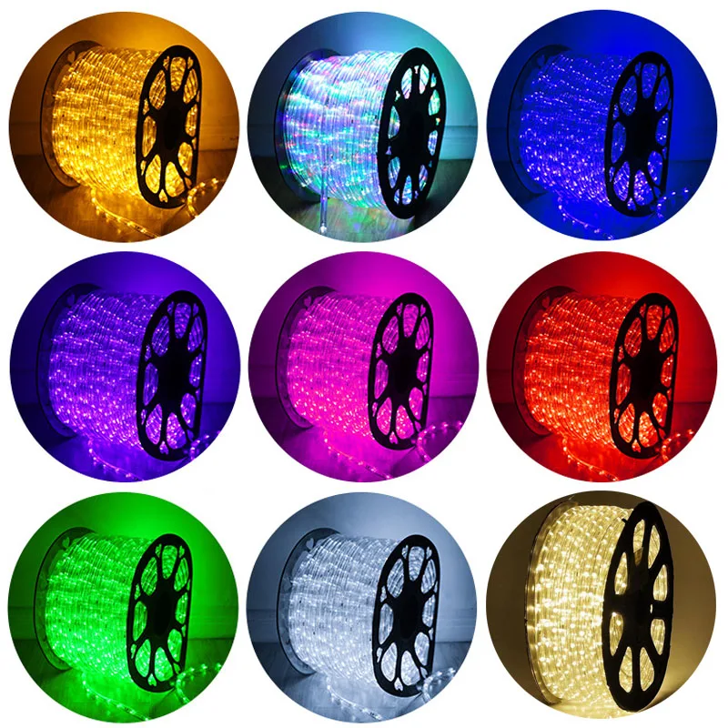 220V 100m outdoor RGB color christmas lights holiday flexible IP65 waterproof neon LED rope light for decoration