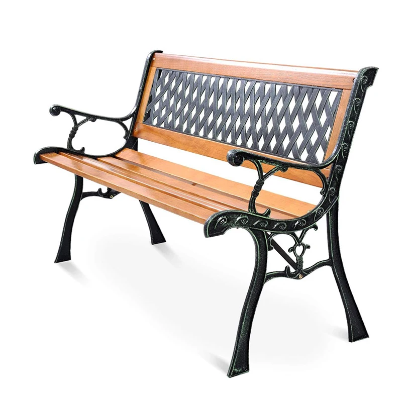Wholesales cheap custom public patio outdoor park metal and wood bench