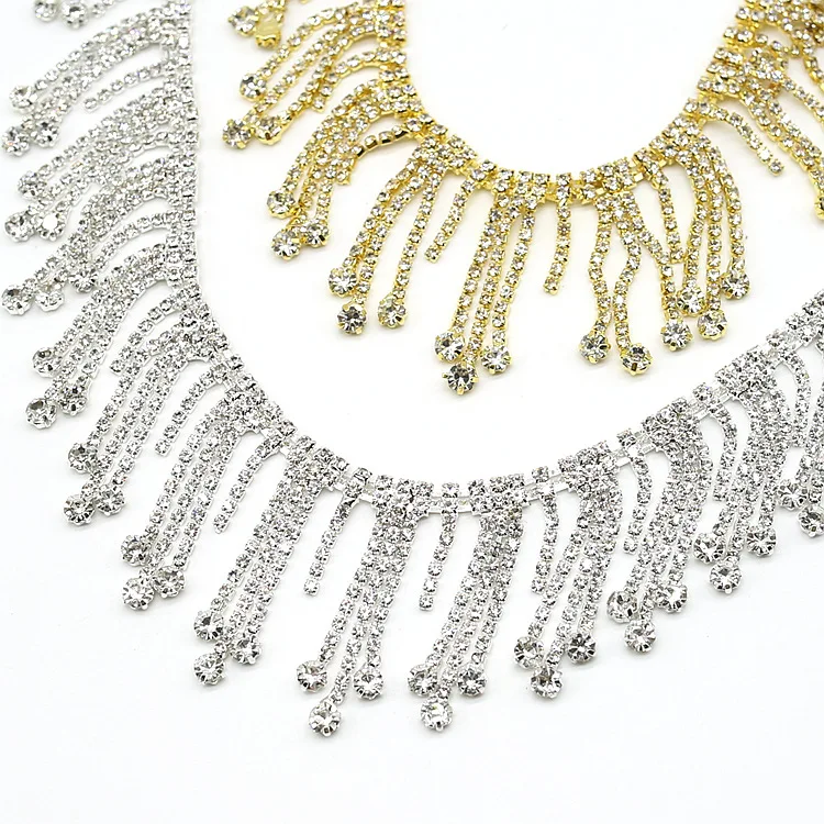 Bling Tassel Rhinestone Chain Trims for Bridal Wedding Dress Belt Decoration