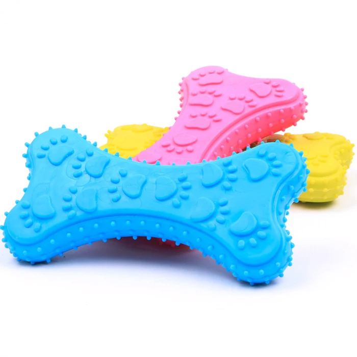 Cross-border exclusively for Amazon TPR pet toys Molar teeth rubber anti-bite paw print biscuit chewing toy