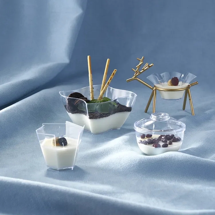 Wholesale Serving Custom Shape  Hot And Cool Food Disposable Party Cup Cream Salad Desert Cup Small Hexagon Plastic Cup