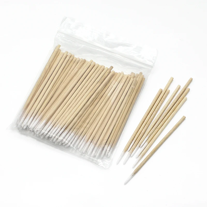 Small Clean Cosmetic Wand Brow Disposable Tool Lipstick Lash Bud Pointed Cotton Applicator Wooden Stick Tattoo Tip Bamboo Swab