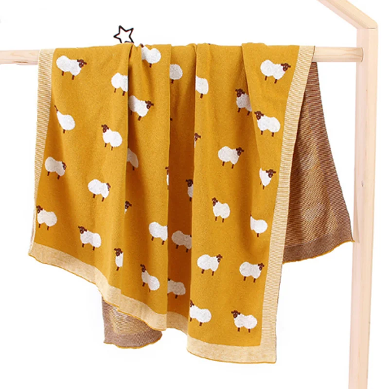
Adorable Baby Blanket Knitted With Sheep Pattern Knitted Swaddle For Babies Cot Stroller Blanket Knit Baby Birthday Gift 