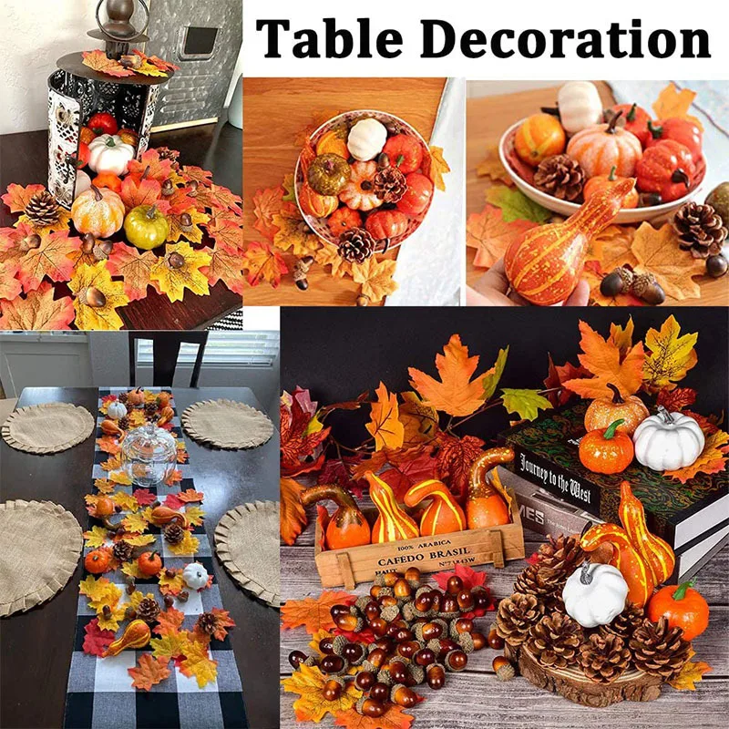 Halloween party decoration simulation foam pumpkin maple leaf pine cone model set artificial product photo props