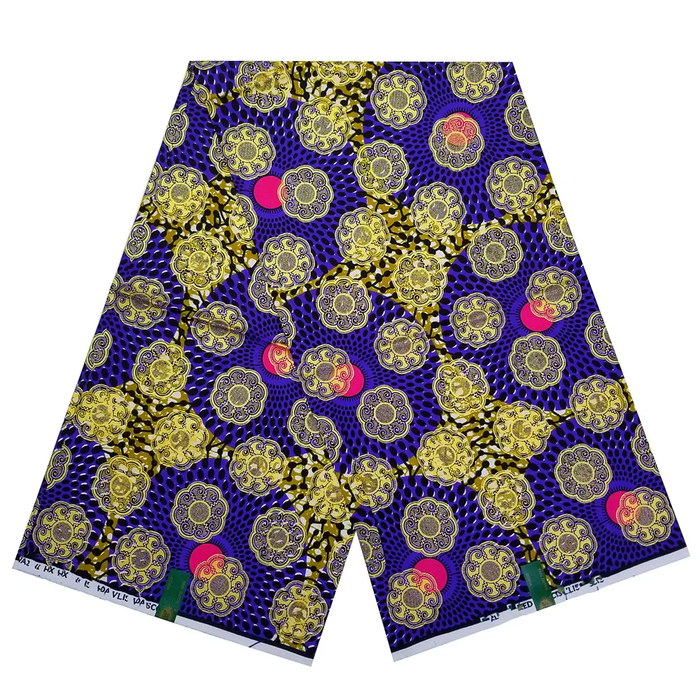 New Nigerian African Wax Fabrics 100%Cotton Print Ankara High Quality Original Pagne Veritable Super Golden