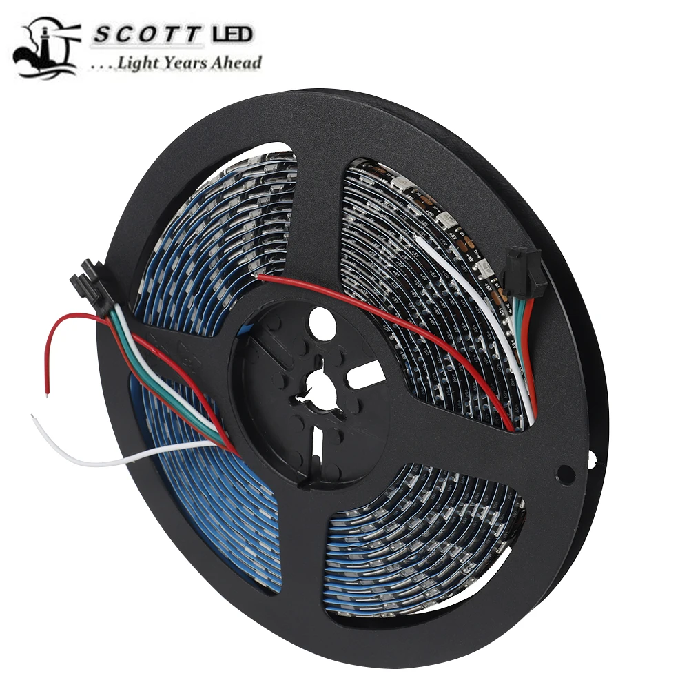 Programmable Build-in SK6812 Pixel Led strip RGB SMD 5050 30led 1 led 1 cut Black Pcb waterproof IP65 Flexible rope lighting