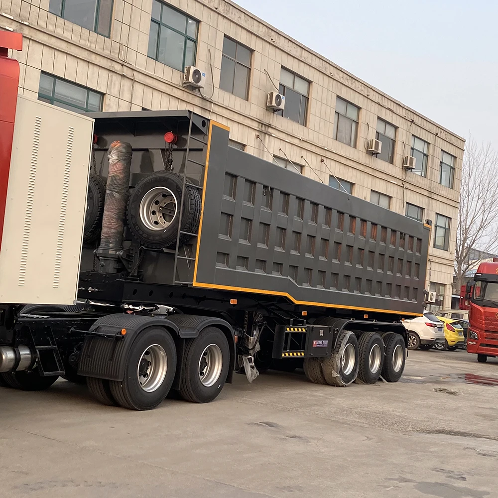 tri-axle U shape Hydraulic dumping rear end dump tipper semi trucks trailer for trucks