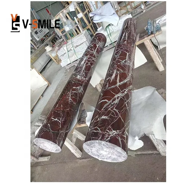 Natural Wine Red Marble With White Veins Polished Red Rosso Levanto marble slab  Flooring Tiles marble column stone pillar