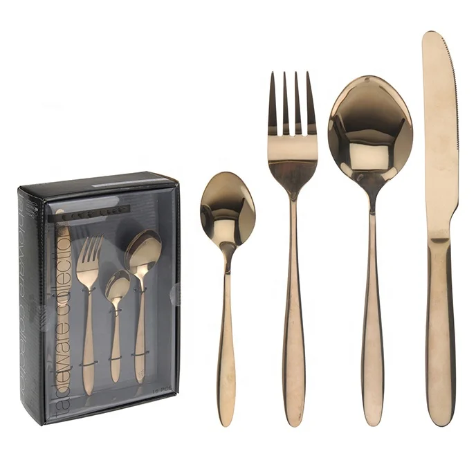 France Inox menagere rose gold couvert huishoudset stainless steel 18/10 cutlery set 24 Piece Tableware Dining Kit