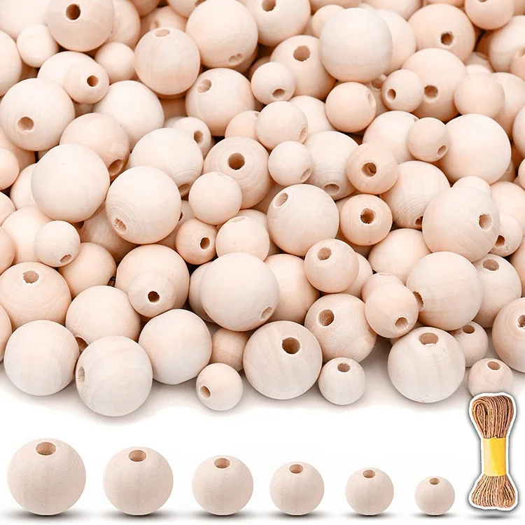 Wholesale Wooden Round Crafts Natural Wood Beads for Jewelry Making