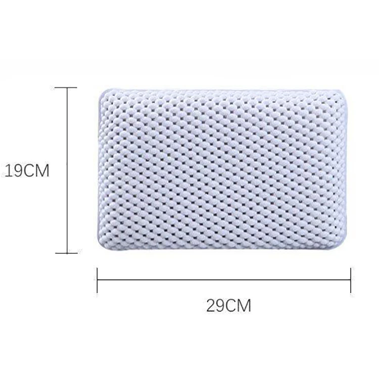 Eco-friendly Anti-slip Resistant Waterproof Soft Touch Neck And Back Support PVC Foam Bath Pillow With Suction Cup For Tub