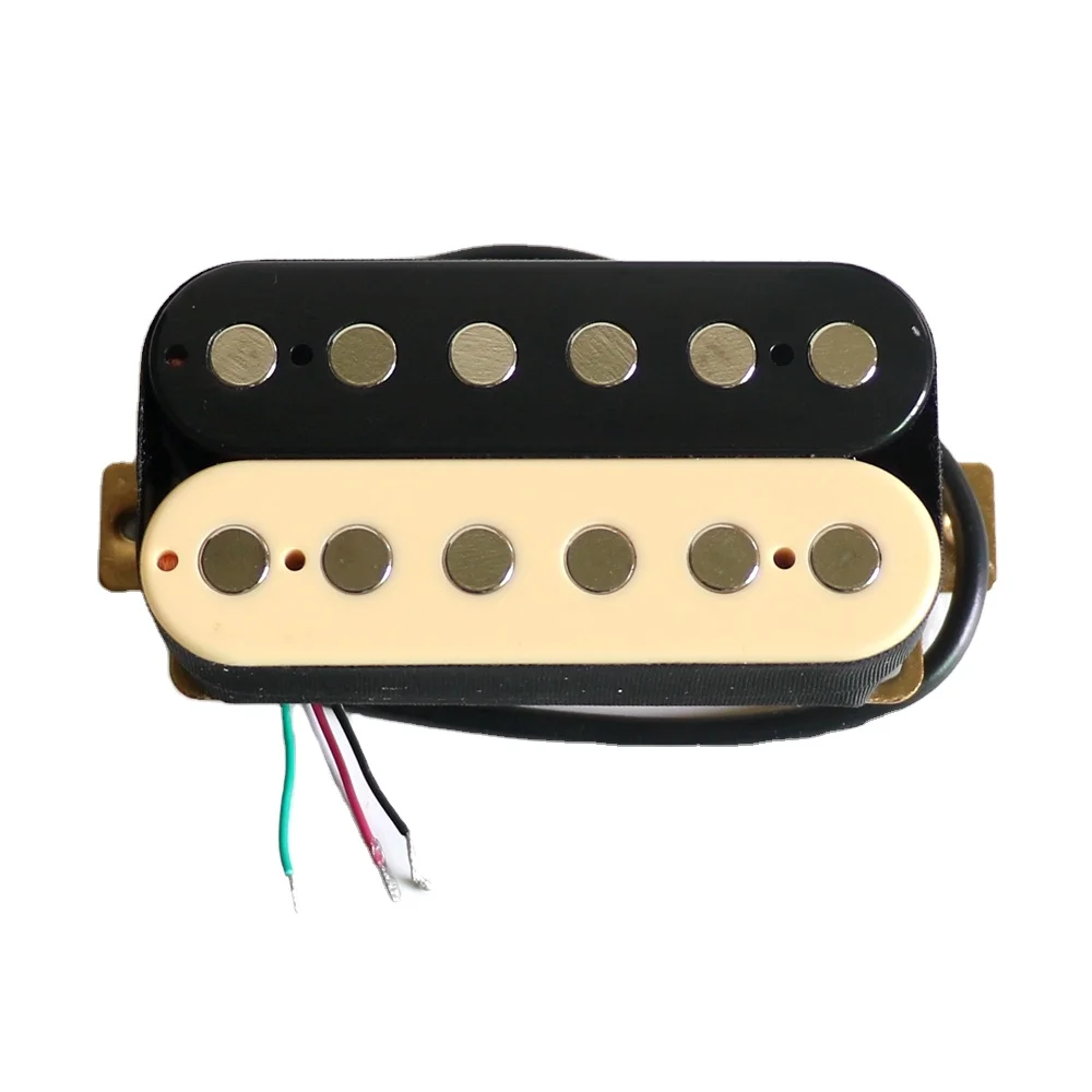 6.3mm Large Pole Piece Humbucker Guitar Pickup with ceramic magnet bar in Black zebra colors