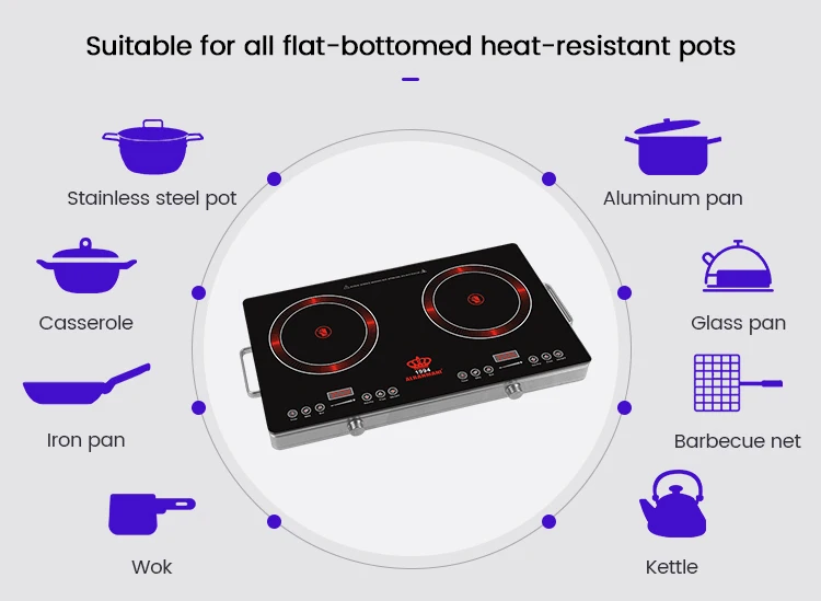 High Quality Wholesale Cheap Two Eye Cooker Double Induction Cooktop Double Burner Halogen Ceramic Cooktops