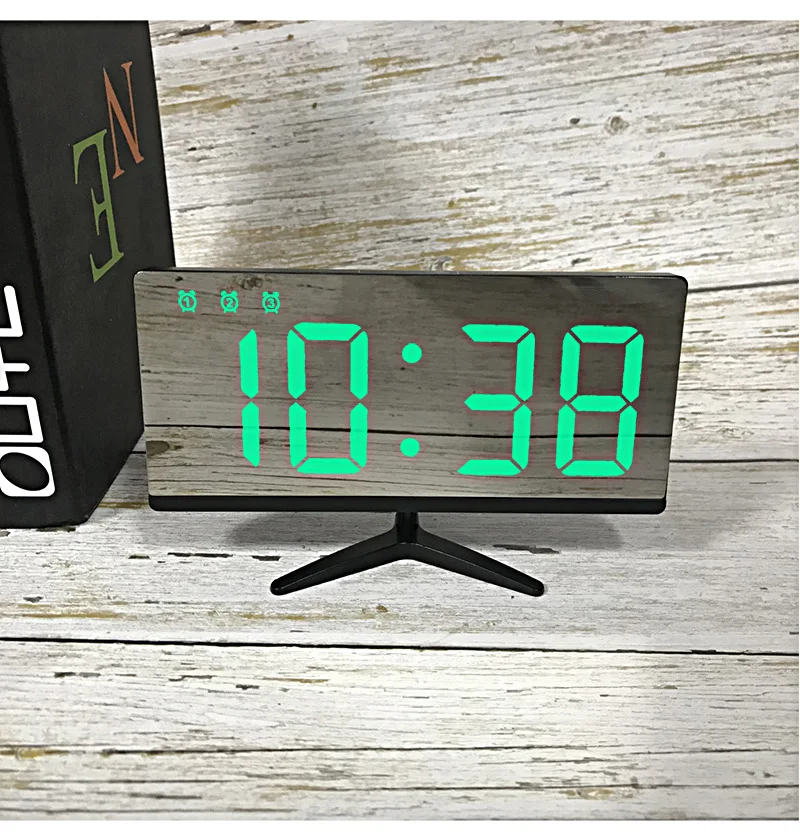 Creative frameless bedside alarm clock personalized clock simple electronic clock mirror clock external power supply 6615
