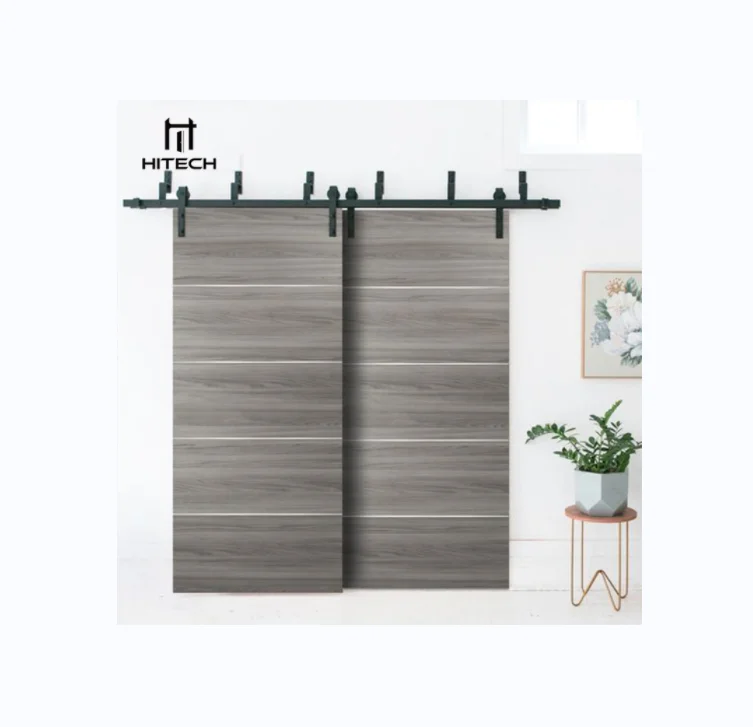 Hitech Design Wholesale Modern Flush Solid Wooden Interior Double Sliding Entry Barn Doors For Home