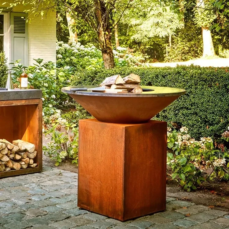 corten steel fire pit for bbq commercial wood charcoal corten steel bbq brasero corten bbq