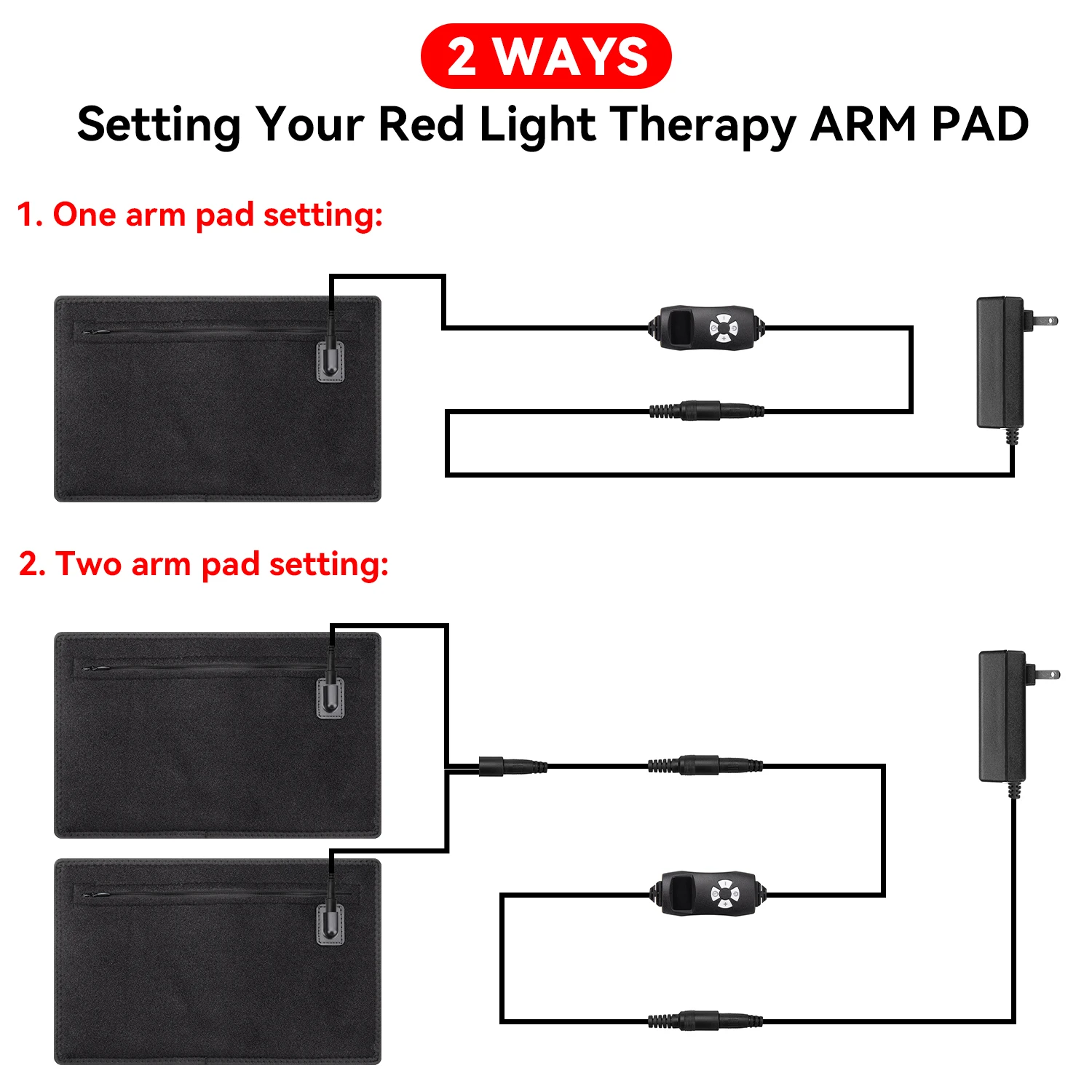 2PCS Pack Joints Muscle Pain Relief Heating Wrap and Slimming Arm Belt Knee Pad Infrared Red Light Therapy