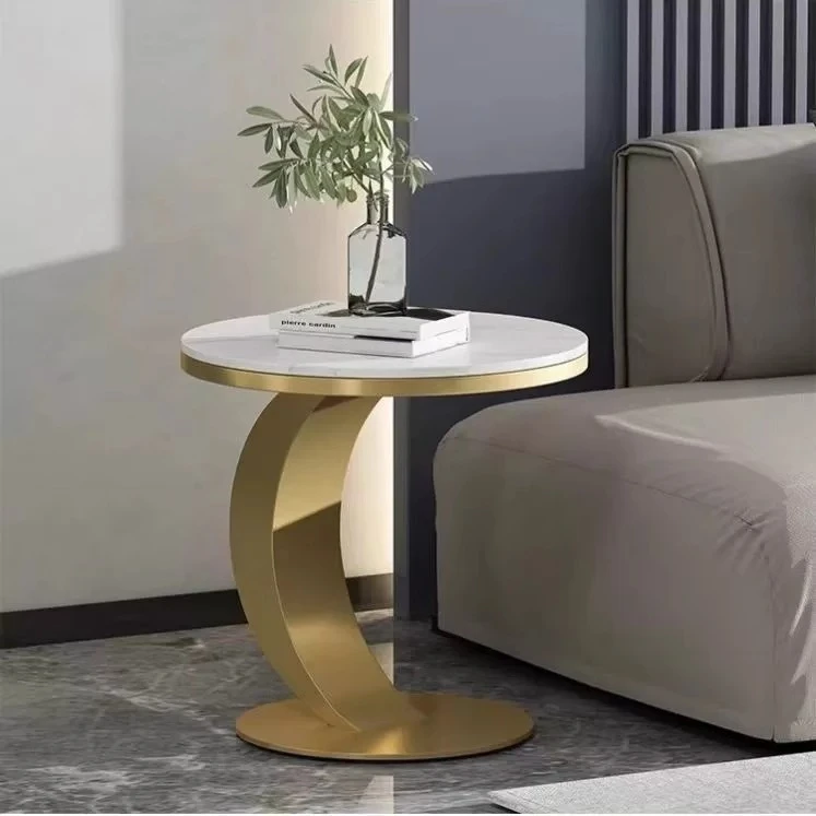 JJ-05 Modern Gold Stainless Steel Leg marble top round living room home furniture luxury side center coffee tea table