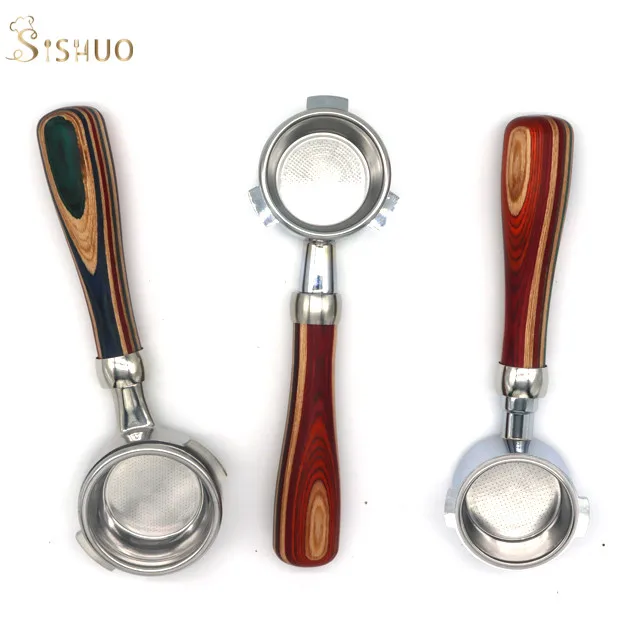 Espresso coffee machine portafilter 51/54/58mm Bottomless Wood Handle Coffee portafilter