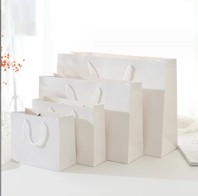 Custom Gold Logo Matt Black Craft Shopping Bag Large Luxury White Packaging Paper Bags For Clothing