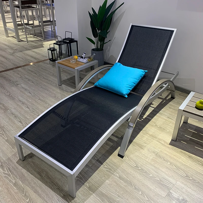 Mesh Fabric Aluminum Frame Beach Sun Bed Chaise Lounge Pool Bed Outdoor Sunbed Sun Lounger