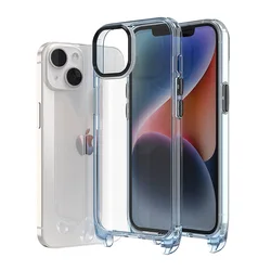 Crystal Clear Rope Phone Case For iPhone 14 Pro With Adjustable Strap Lanyard Anti-Drop Protective Cover