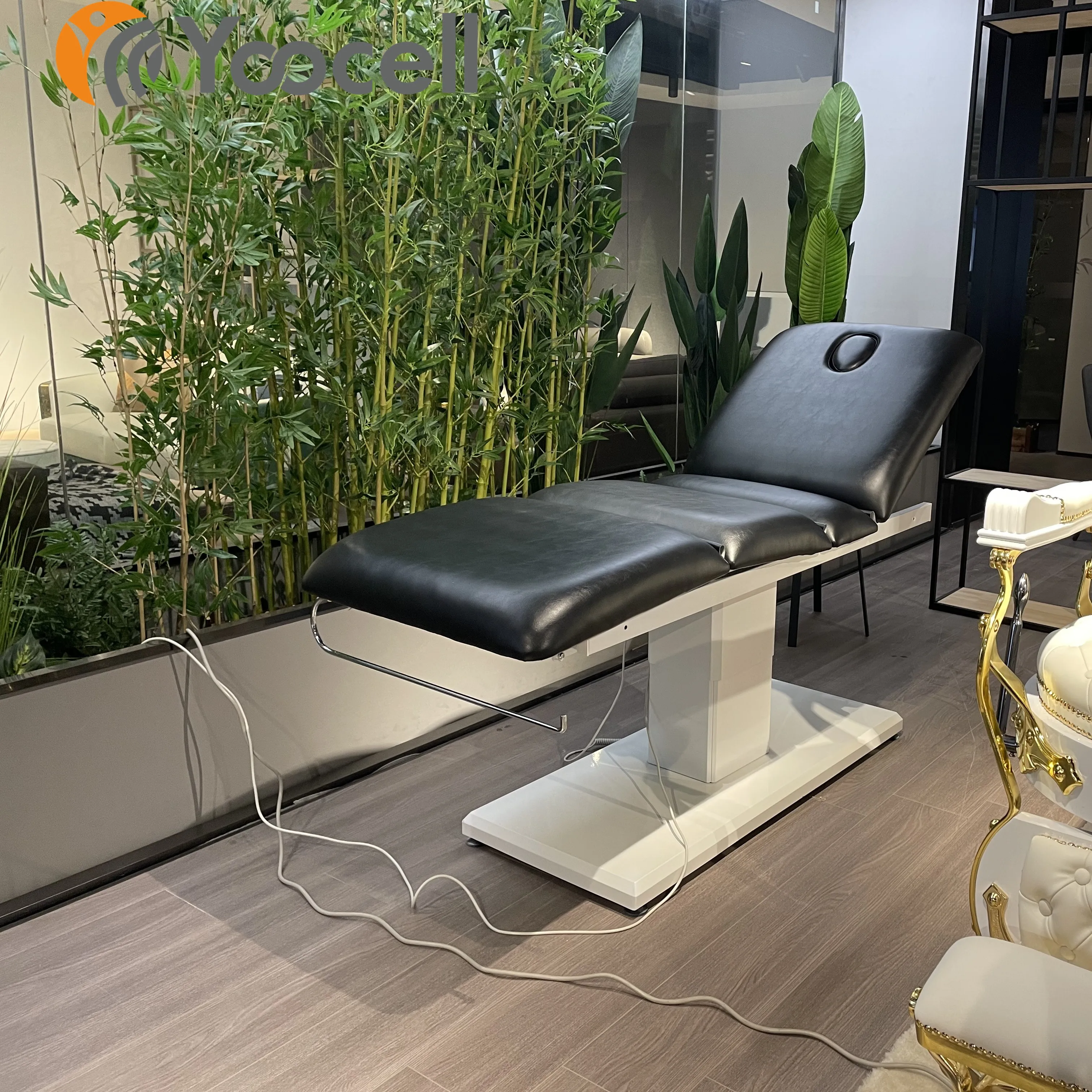 Yoocell горячая Распродажа мягкий черный цвет массажная кровать для лица Лечение электрические с 3 двигателями для спа-массажа салона красоты