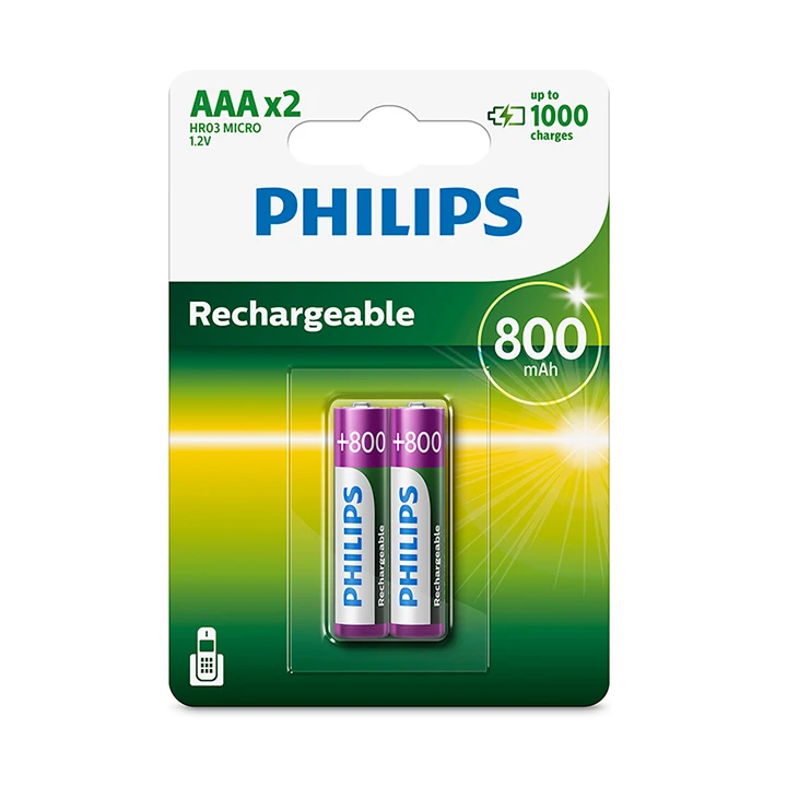 Environmentally Responsible 800mAh Lithium 1.2V AAA HR03 Rechargeable Batteries