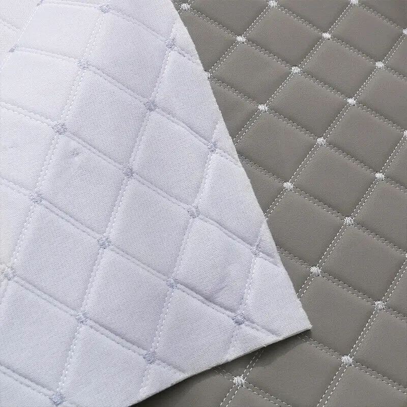 Quilted Sponge Faux Leather Fabric Thick DIY Car Interior Upholstery Material