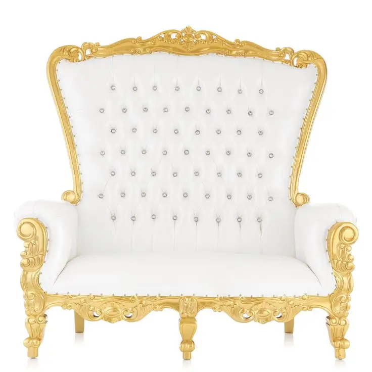 Loveseat Королевский трон отель золотые резные стулья для свадебных мероприятий диван невесты и жениха