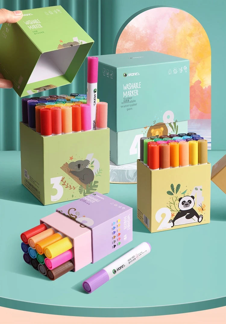 Wholesale 12 Washable Color Pen  Art Marker  paint water-soluble baby painting graffiti markers Marker Pen  For Kid