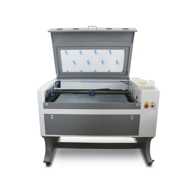 Cheap price 6090 co2 laser engraving cutting machine with CCD scanning camera system for badges patches cutting