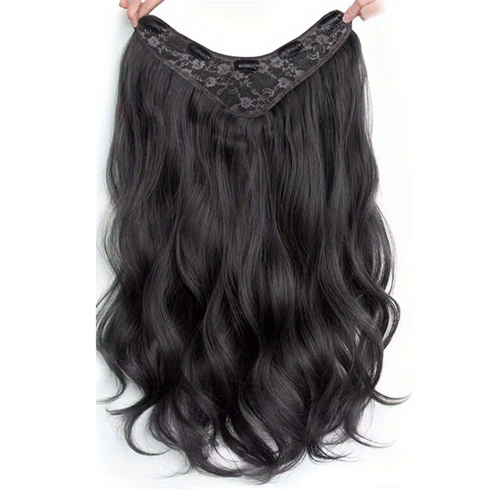 1PC V-style Wig Piece French Long Curly Hair Hybrid Hair Extension Piece Curly Hair Big Wave Wig