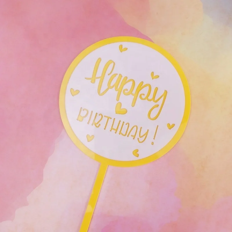 Candy color double layer DIY acrylic cake topper birthday cake topper