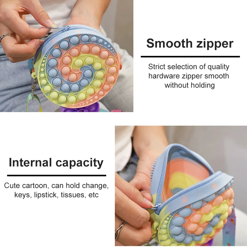 New type of sensory toy with autism special needs pressure reducer customized rainbow colored silicone push bubble bag