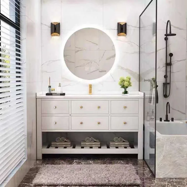 HZ  Bathroom furniture Waterproof board   Modern style Simple design  customized Vanity cabinet