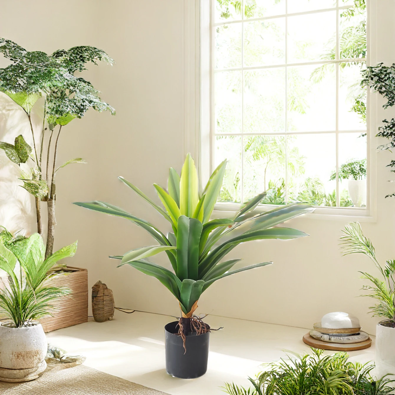 Premium Real Touch Autumn Colors Artificial Potted Leaf Plants Gladiolus Greenery Decoration Living Room In Pot for Home