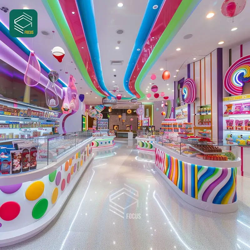 Wooden Candy Display Tables High End Nuts Shop Design Factory Made Snack Display Rack Furniture