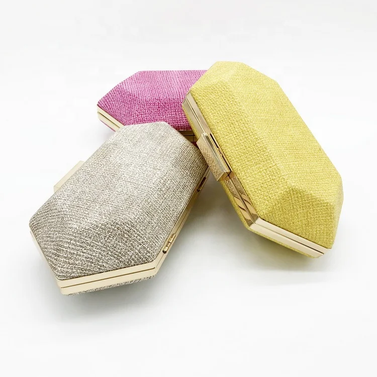 
Popular Bridal Proms Yellow Bags European New Style Women Evening Bags Metal Strap Purse Party PU Clutch Handbag For Wedding 