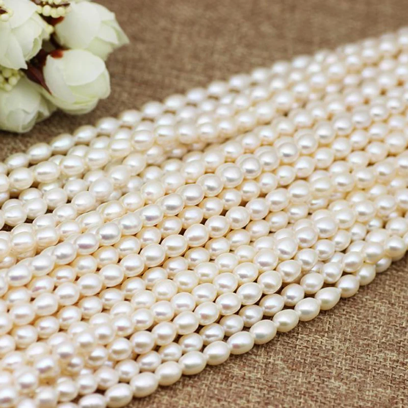 Quality AAAA with hole oval natural freshwater pearl beads for jewelry making necklace bracelet
