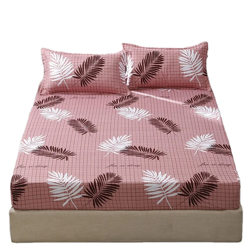 
Bed Sheet With Pillowcase Blue Flower Printed Bed Linen Queen Mattress Covers Fitted Sheet Sets With Elastic For King Size 