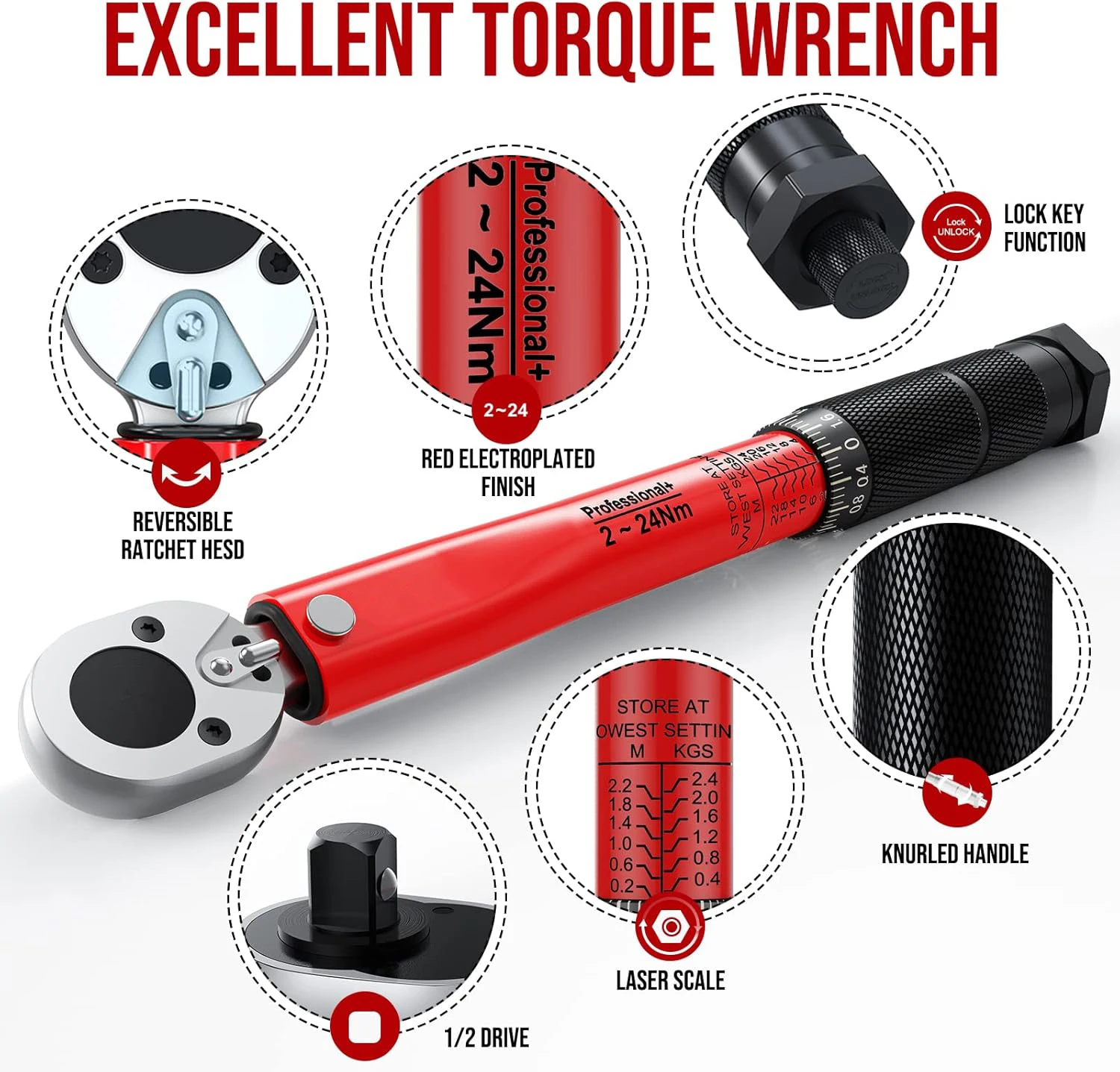 USA Free Ship Promotion 13pcs 1/4' 20-200in.lb Torque Wrench Bit Socket Set End Rotary Lock Spanner Repair Tools