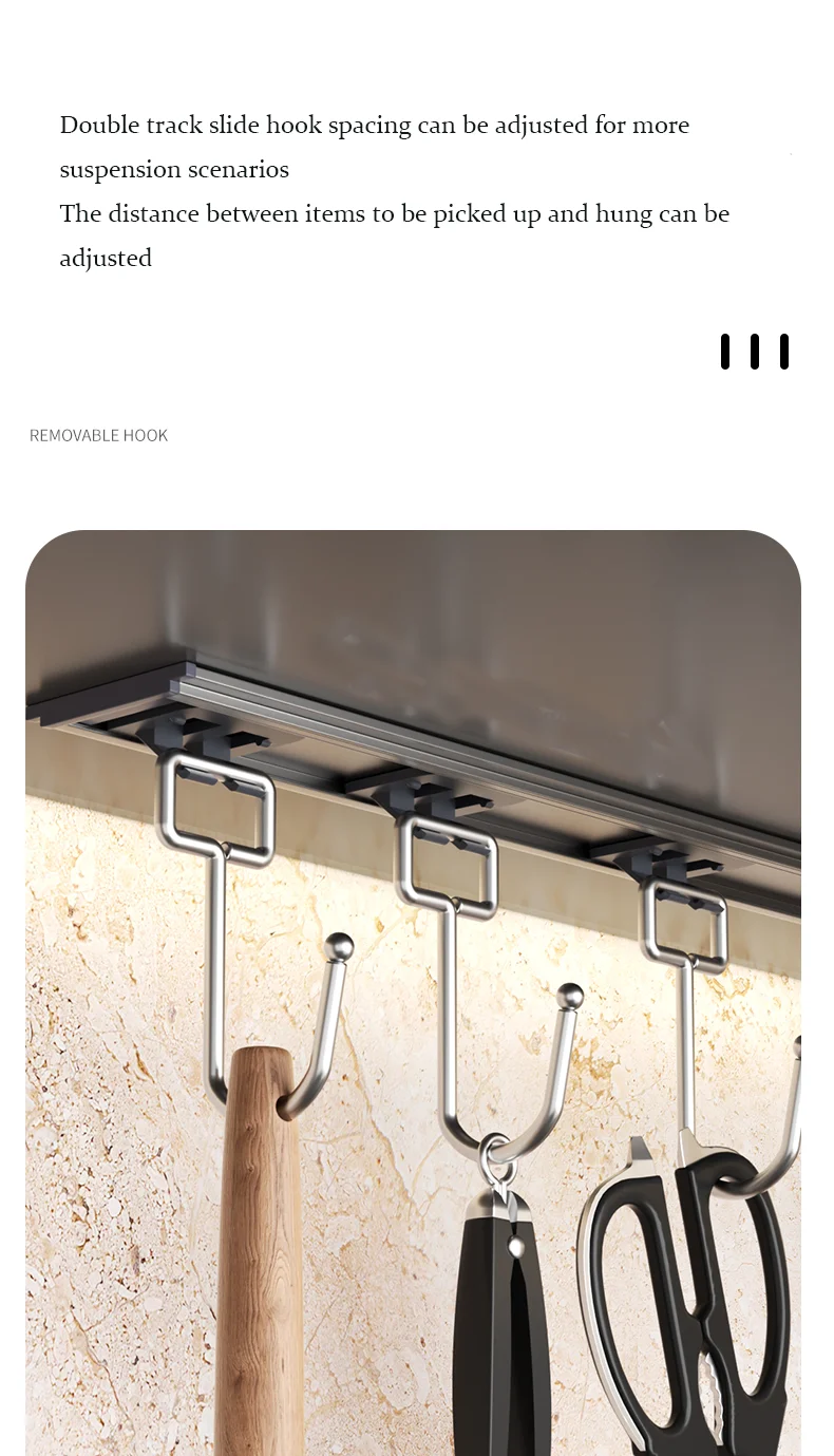 Kitchen Utensil Hanger Wall Mounted Utensil Pot Rack With 6 Sliding Hooks Utensil Rack